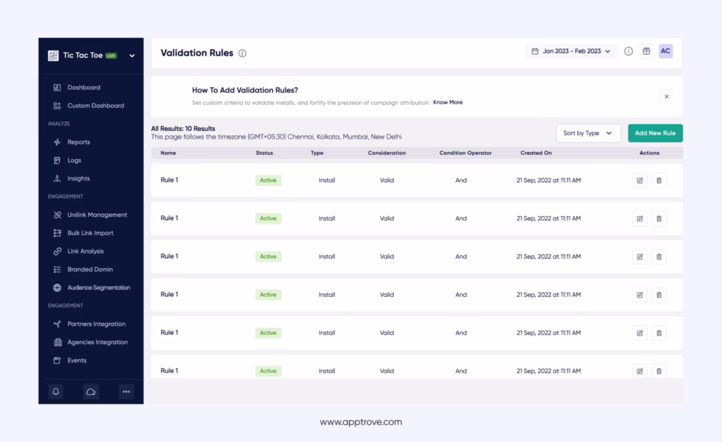 Validation Rules in Apptrove