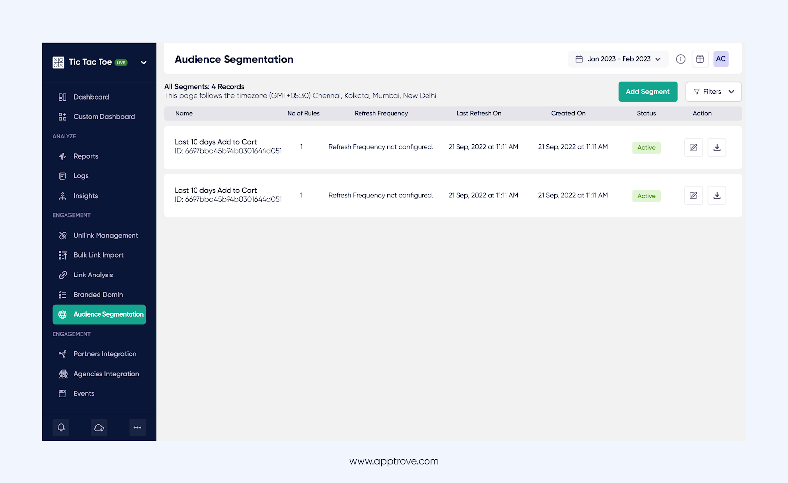 Apptrove’s Audience Segmentation Feature