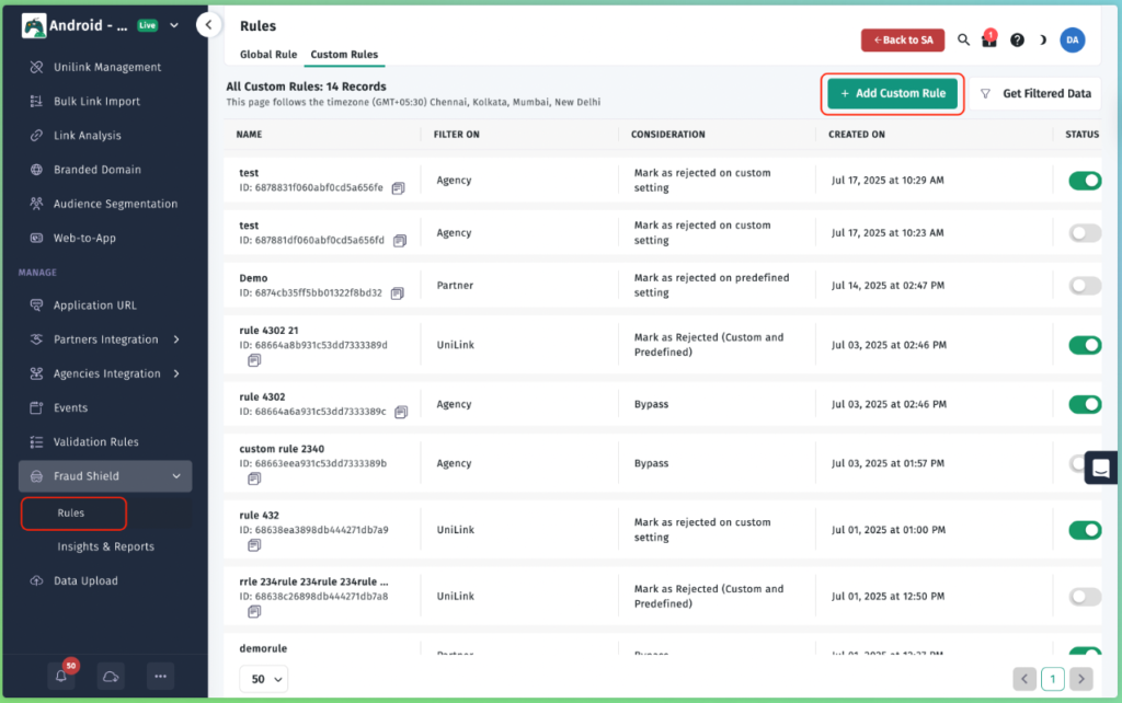 Navigate to fraud shield