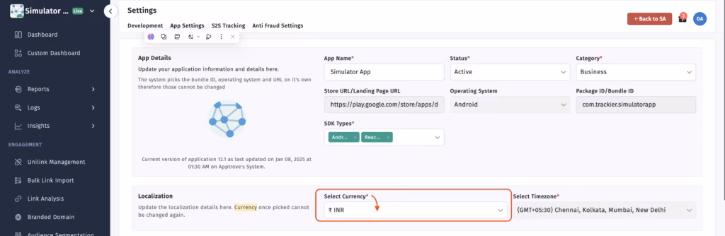 how to change the currency