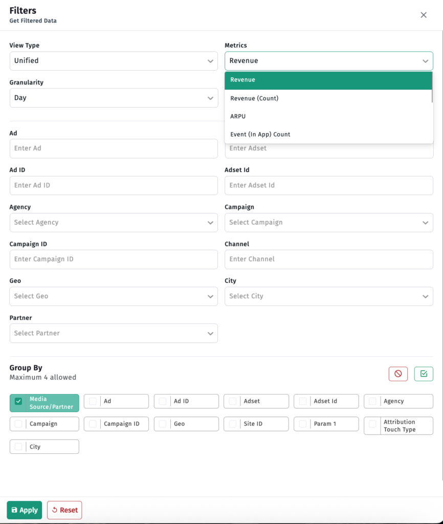 Filter feature - Cohort Report